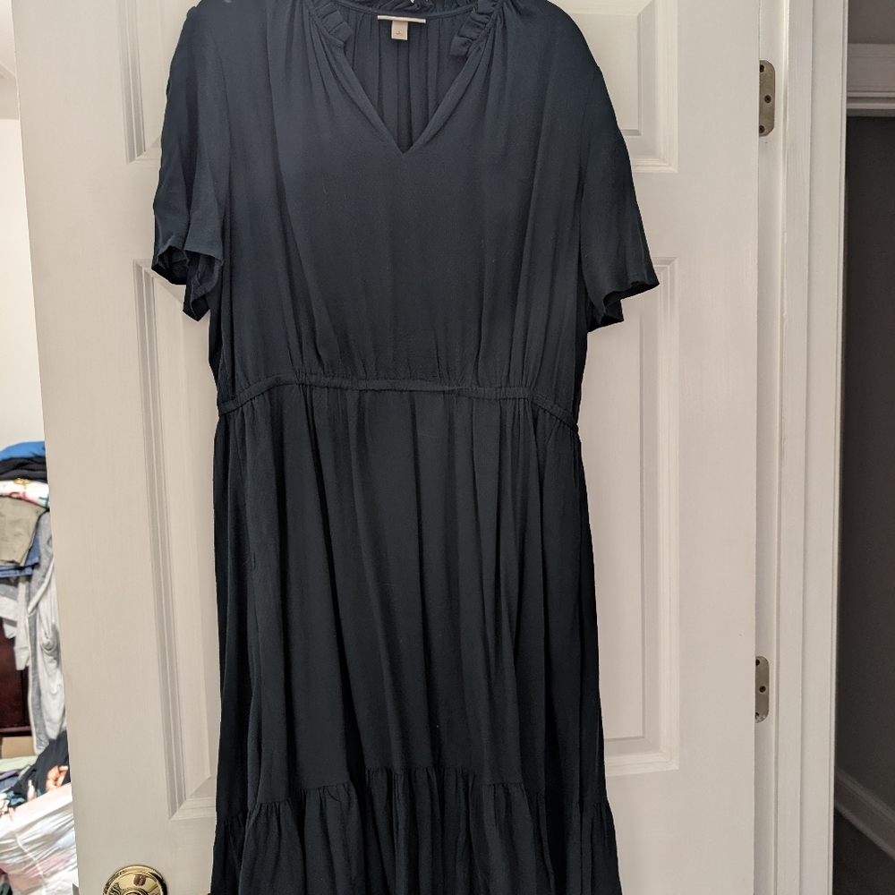 L Knox Rose swiss dot dress warm navy dot